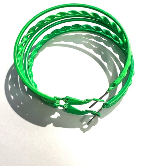 Green Hoop Earrings - Picture 7 of 8